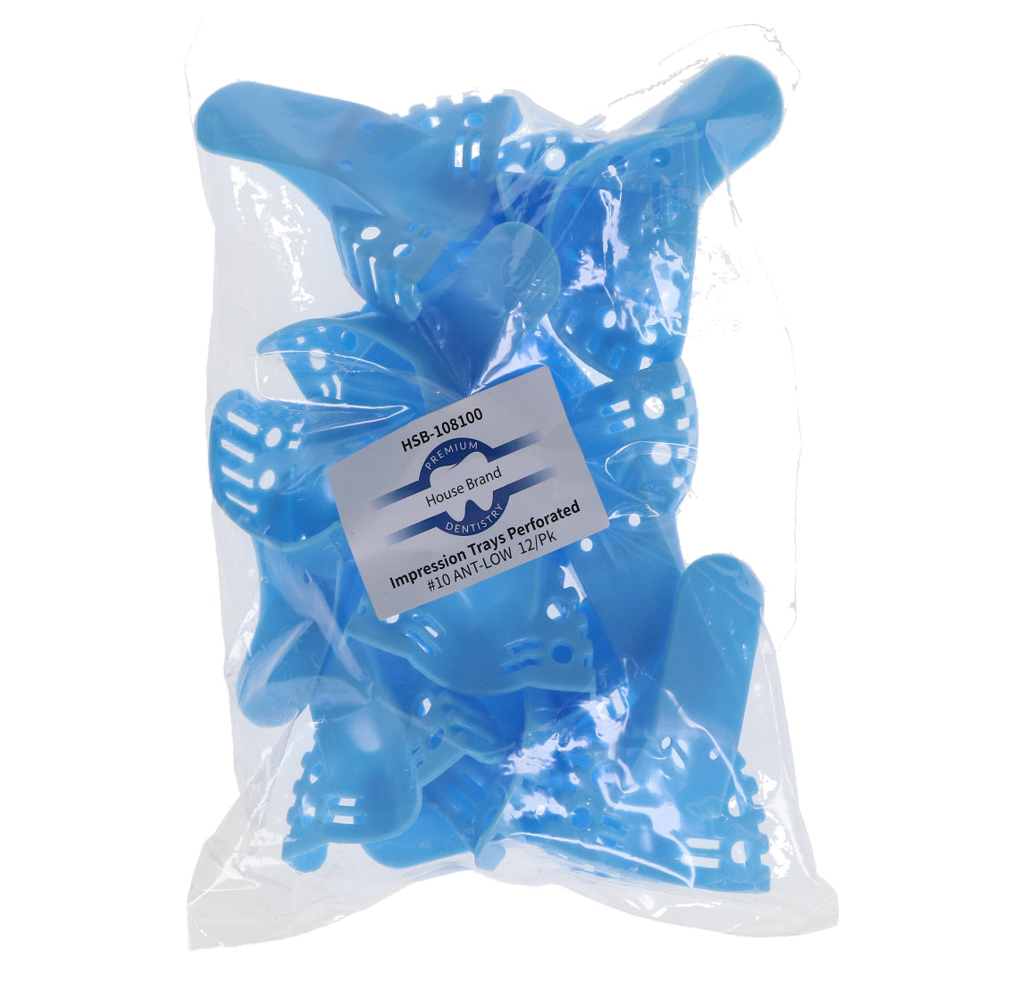 House Brand Dentistry 108100 Perforated Impression Trays #10 Anterior Lower 12/Pk House Brand Dentistry 108100 Perforated Impression Trays #10 Anterior Lower 12/Pk